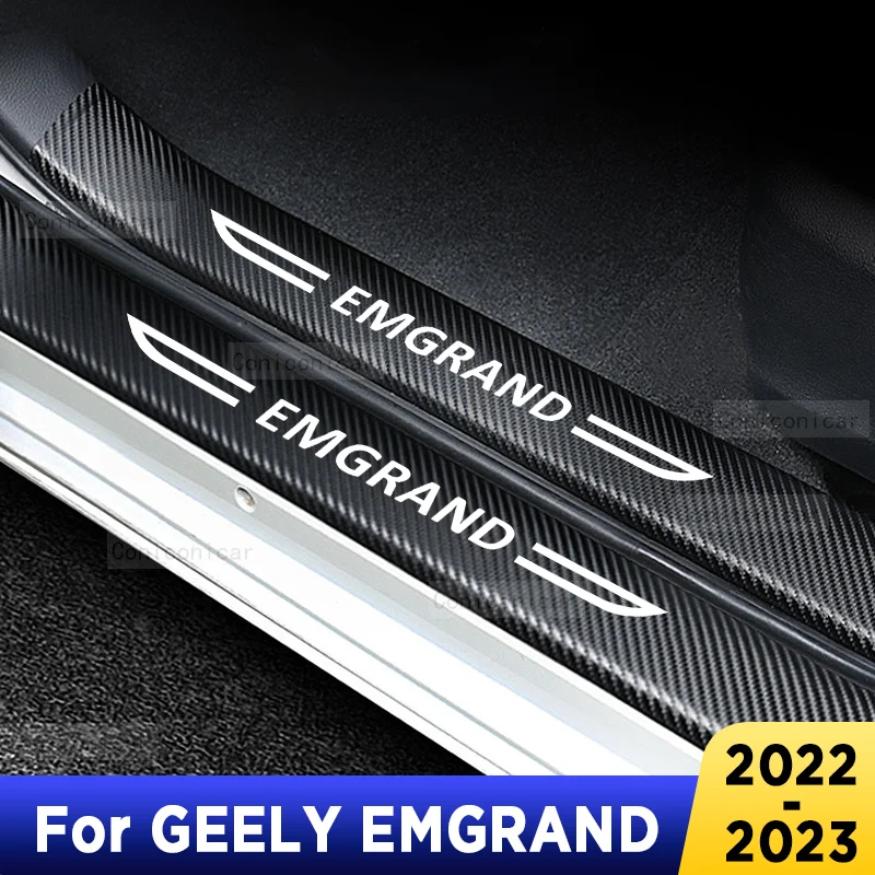 

For GEELY EMGRAND 2023 Auto Tailgate Guard Door Sill Pedal Carbon Fibre Texture Accessories Leather PU Styling Car Sticker Trim