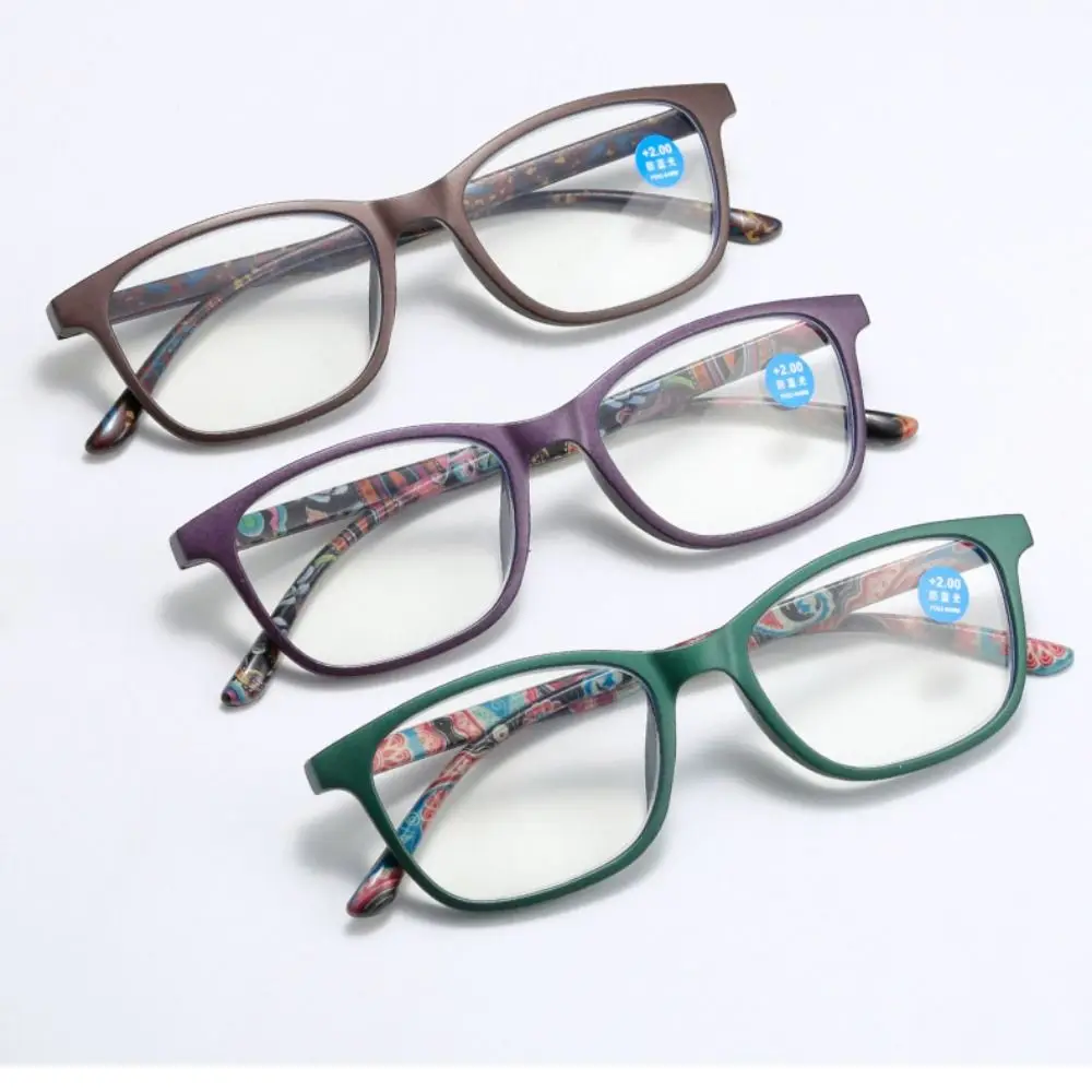 

1PC Plastic Rectangle Anti-blue Reading Glasses for Women Men Fashion Pattern Presbyopic Eyewear with Degree +1.0~+4.0