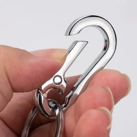 car keychain simple sturdy carabiner shape keyring stainless steel buckle outdoor hook men gift car interior accessories