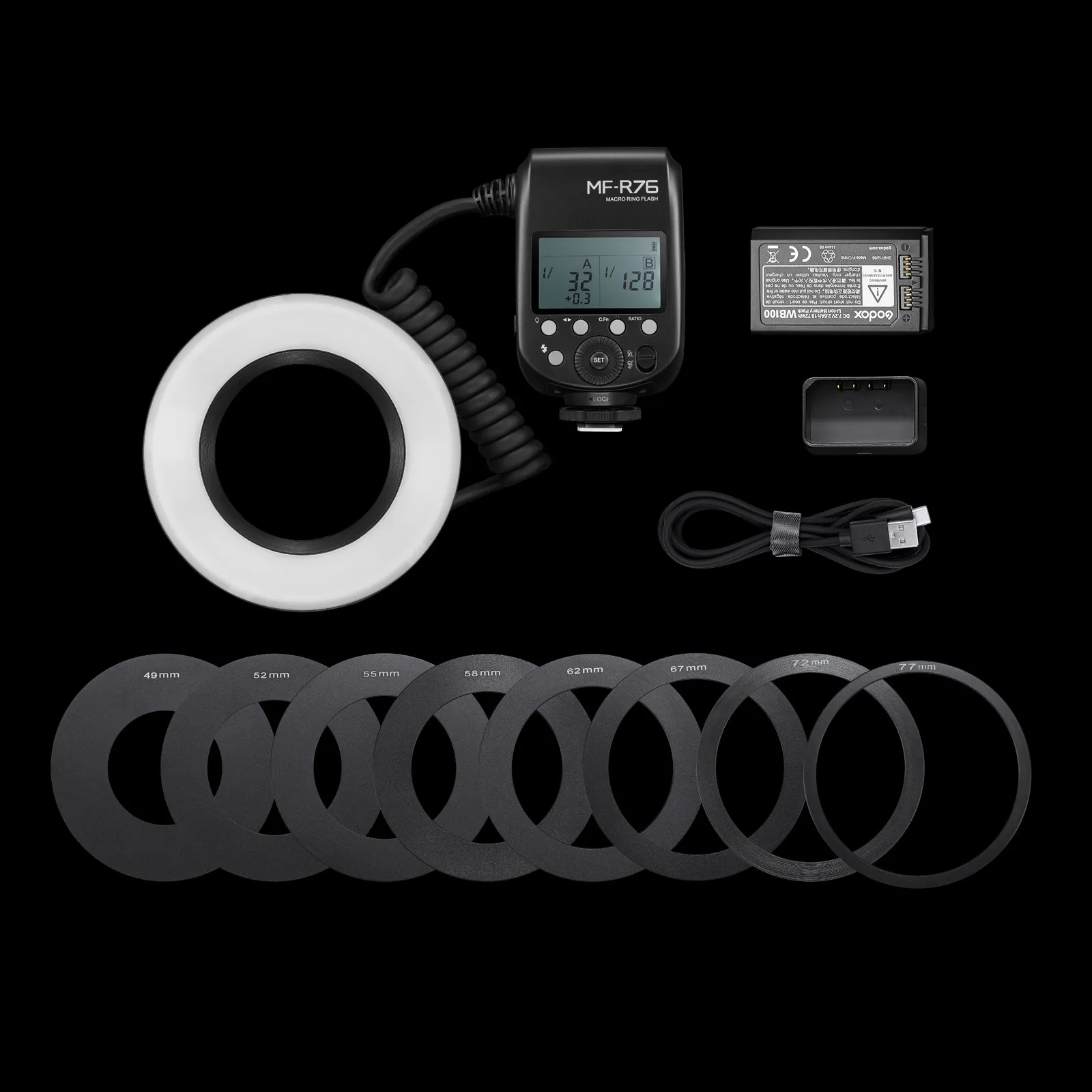 Godox MF-R76 RING76 5000K Макро светодиодный кольцевой светильник Speedlite для Sony Canon Nikon Camera 5D 6D 7D 60D 70D 80D D850 A7MIV (art.: 3920cb09cffee) - 3920cb09cffee