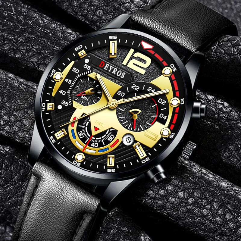 

Fashion Mens Sports Watches for Men Business Leather Quartz Wrist Watch Calendar Luminous Clock Male Casual Watch reloj hombre