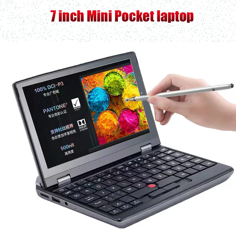 Mini Pocket Laptop 7 Inch Touch Screen Celeron J4125 12GB DDR4 Max 2TB Ultrabook Notebook 2.0MP Webcam Netbook Windows 10