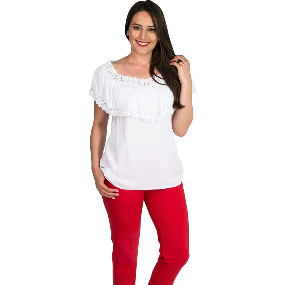 

Кружевная блузка Dorlie с воротником-рюшами, большого размера, белая