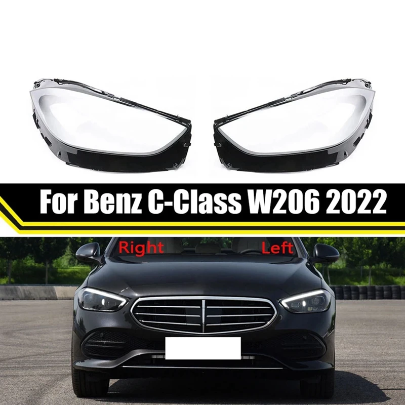 

1 Pair Car Front Headlight Cover Lampshade Glass Lens Shell For Mercedes-Benz C-Class W206 2021 2022 L+R