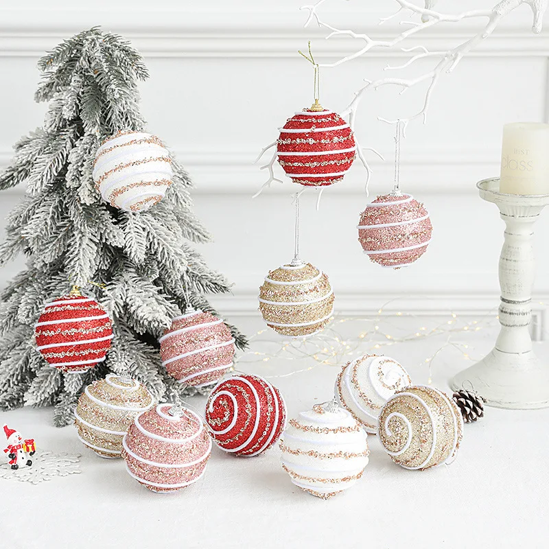 

2/4pcs Christmas Ball Ornaments Foam Christmas Hanging Balls Colored Glitter Xmas Tree Balls Decorations New Year Navidad Gifts