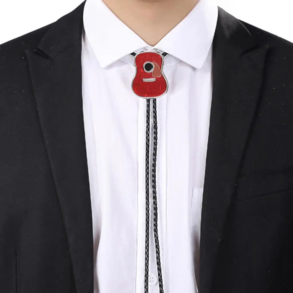 

Men's Western Bolo Tie Necklace Shirt Choker with PU Leather Braided Guitar Ties