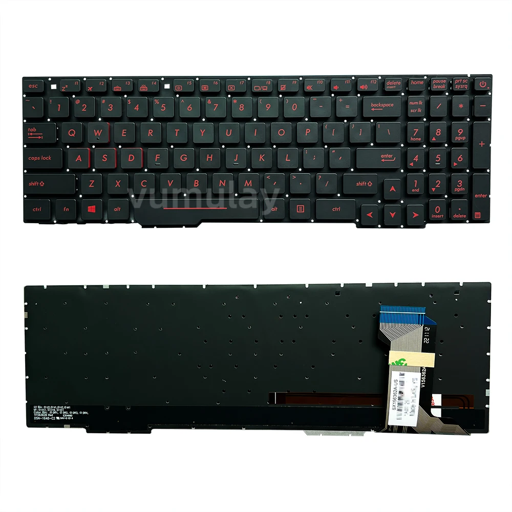 

US Keyboard for ASUS GL553 GL553V GL553VW GL753 GL753VD FX553V FX553VD FX553VE ZX553VD ZX53V FZ53V ZX73 Laptop Backlit 16 pin