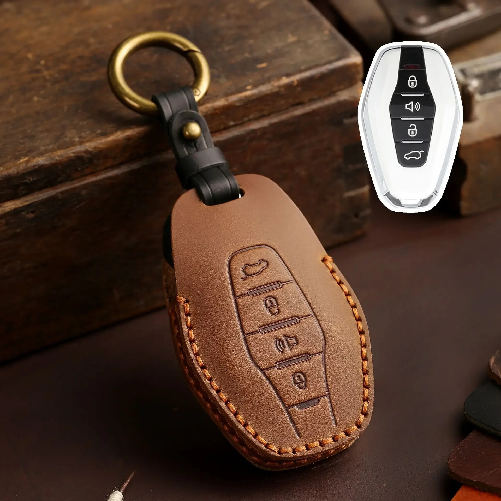 Кожаный защитный чехол для автомобильного ключа ФОБ Chery JETOUR X70 X70plus X70m X90plus X95pro