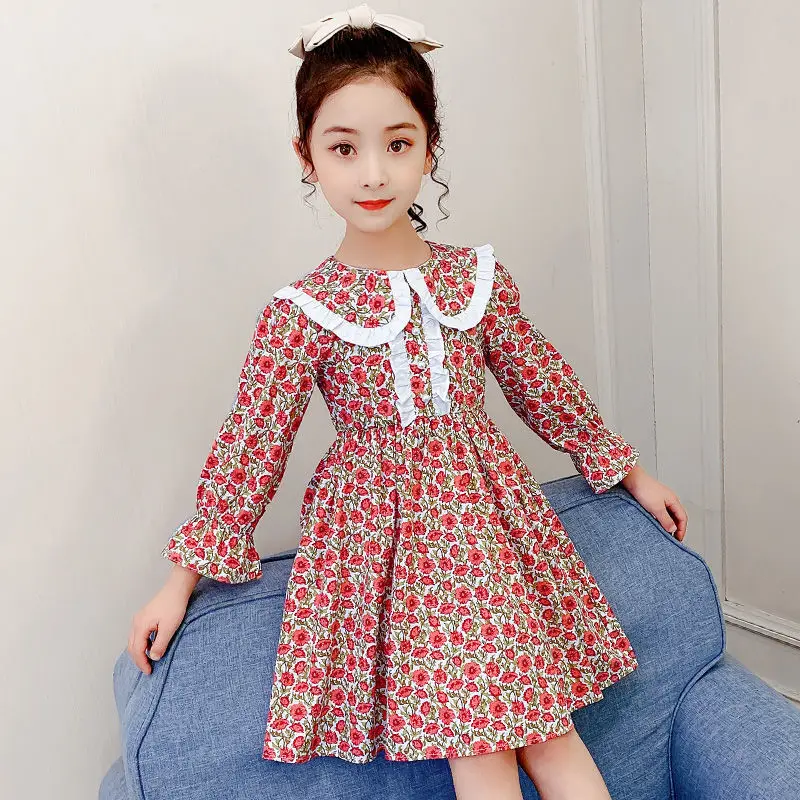 

Летнее платье для девочек 2022, детские платья принцессы с цветочным принтом для маленьких девочек, свободное удобное платье авангардного ди...