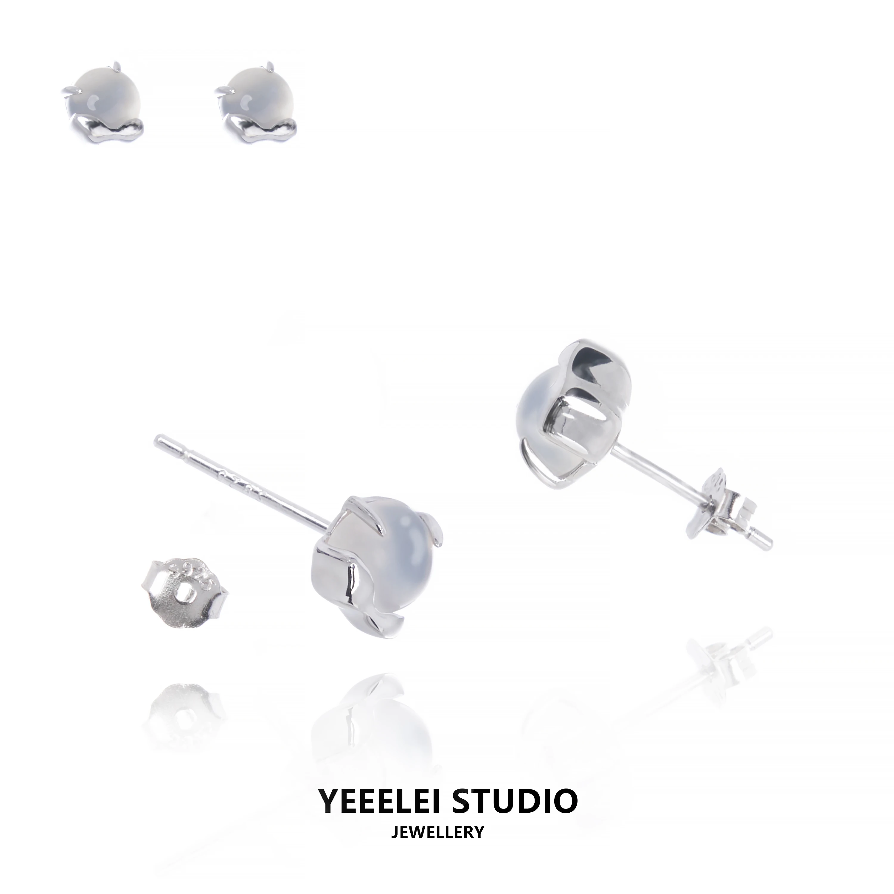 Густой снег на карнизе! Женские серьги-гвоздики из стерлингового серебра с белым