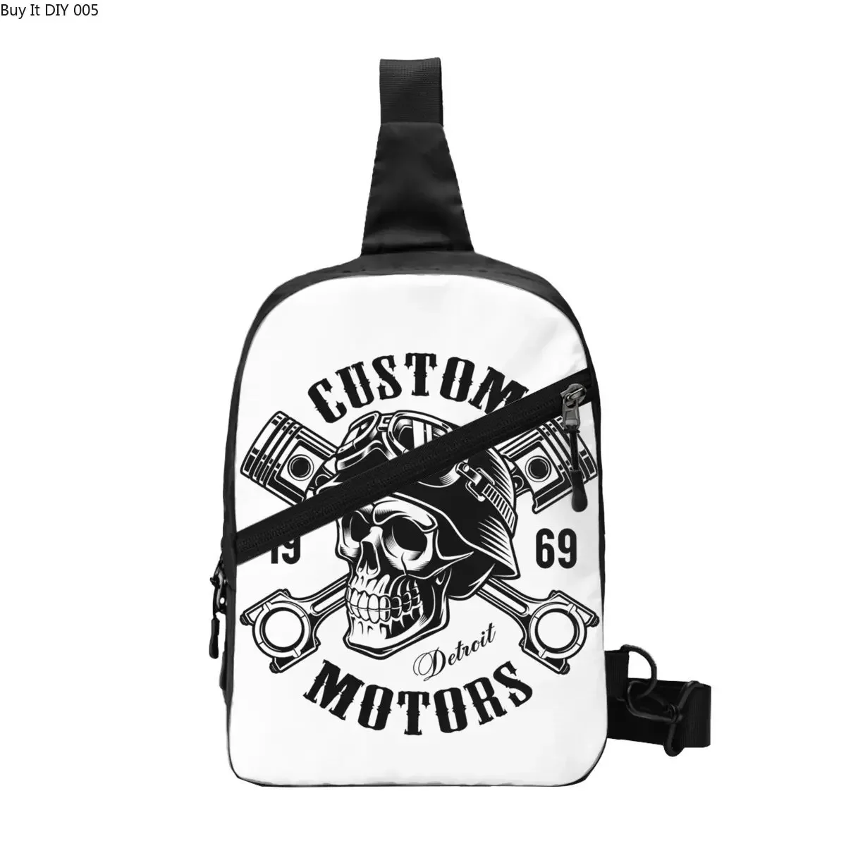 

Cool Rockabilly Skull Biker Sling Bags for Cycling Camping Men's Chest Crossbody Backpack Shoulder Daypack