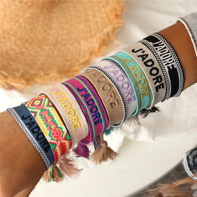 

Boho Embroidered Wrist Band Rope Braided Bracelet for Women Fashion Girls Summer Jewelry Friendship Bracelet Gift