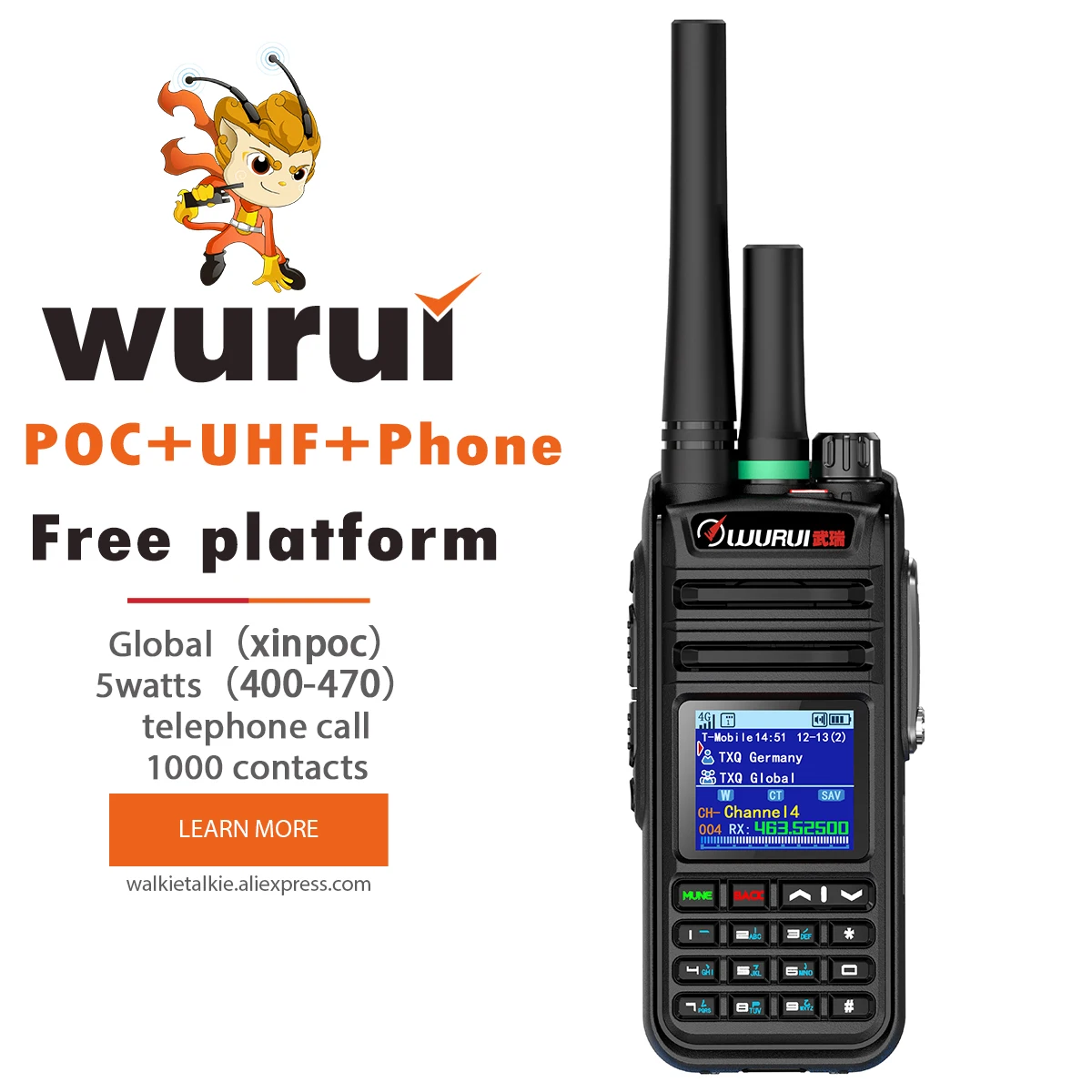 Enlarge Wurui 918 POC UHF Phone 4g walkie talkie Two-way radio radios ham station telephone Mobile long range 100 km distance portable
