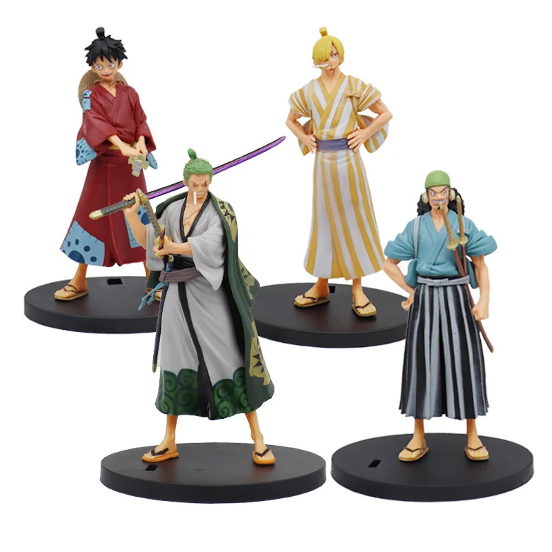 

Luffy One Piece Anime Figure Kimono Sanji Sauron Robin Nami Brook Chopper Kawaii Toys PVC Model Child Gift Desktop Decoration