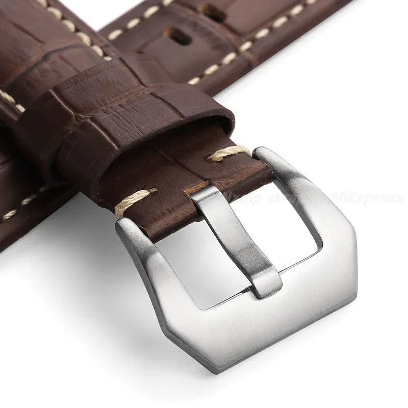 Ремешок для часов из воловьей кожи, темно-коричневый для Panerai для Seiko, браслет из натуральной кожи с бамбуковым узором, аксессуары 20 мм, 22 мм, 24 мм, 26 мм (art.: 3920cbde8ba79) - 3920cbde8ba79