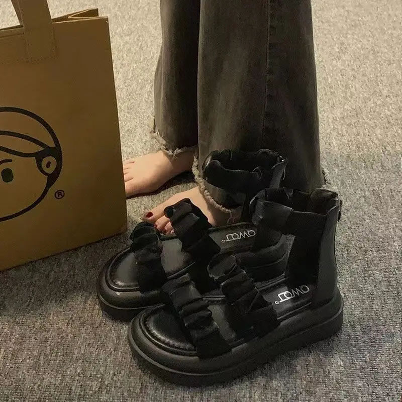 2023 Summer New Roman Sandals Matsuke Thick Sole Fashion Versatile Breathable Outwear Women's Sandals