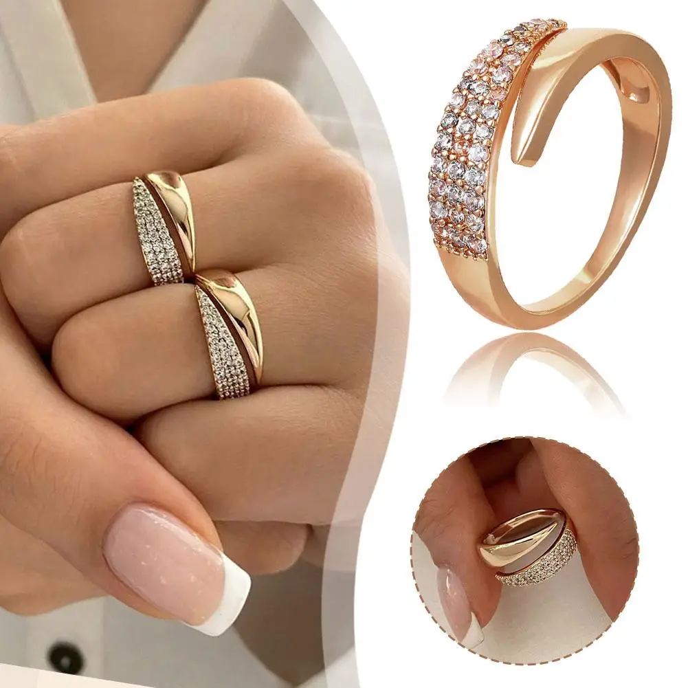 Регулируемое 3-рядное обручальное кольцо с инкрустацией позолоченные кольца 18