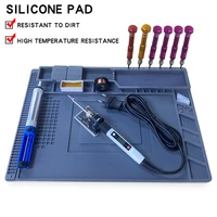 S-160 Silicone Pad Desk Platform 45x30cm for Soldering Station Iron Phone Repair Mat Magnetic Heat Insulation Lead