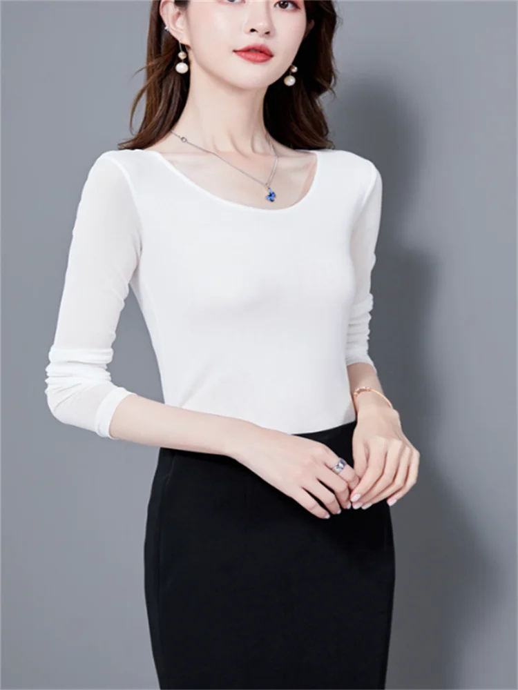 Шелковая футболка женская тонкий топ для прыжков сетчатый низ темпераментная