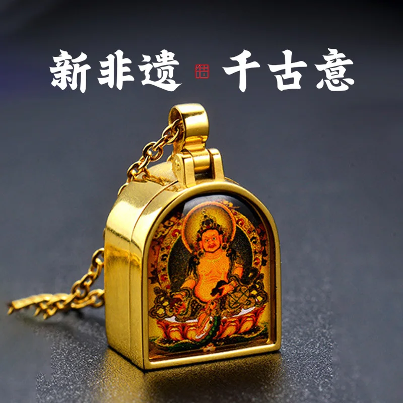 Новый кулон Thangka Non-Heritage Полый с мантрой Шурангамы Изысканная ниша для статуи
