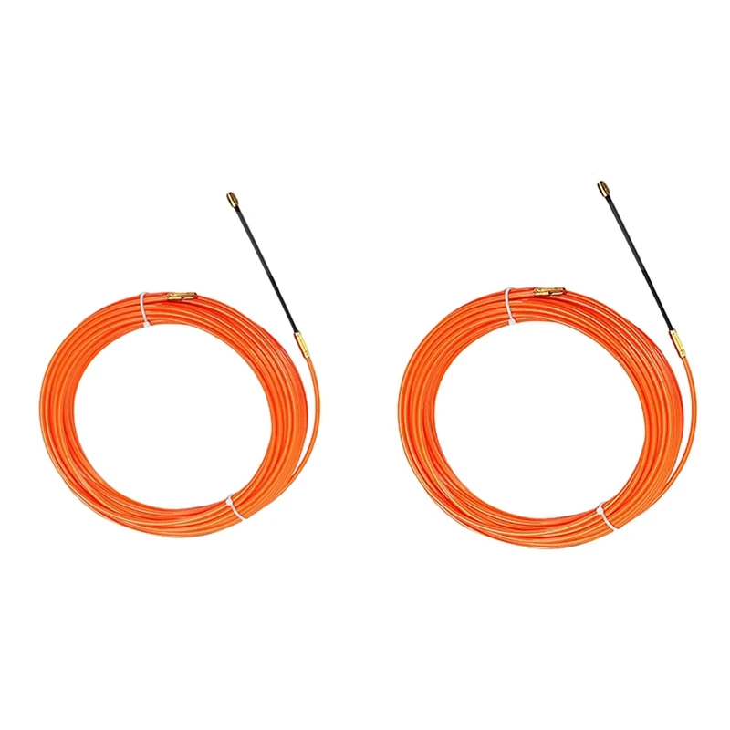 

2 Pcs Orange Guide Device Nylon Electric Cable Push Pullers Duct Snake Rodder Fish Tape Wire,5M X 4Mm & 10M X 4Mm