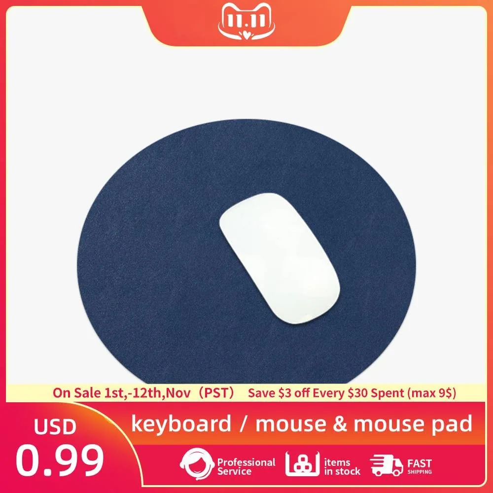 

New Round Mouse Pad Double-sided Solid Color Universal Non-slip Pad Mouse Pad Suitable for Laptop Office Leather Gaming Mice Mat