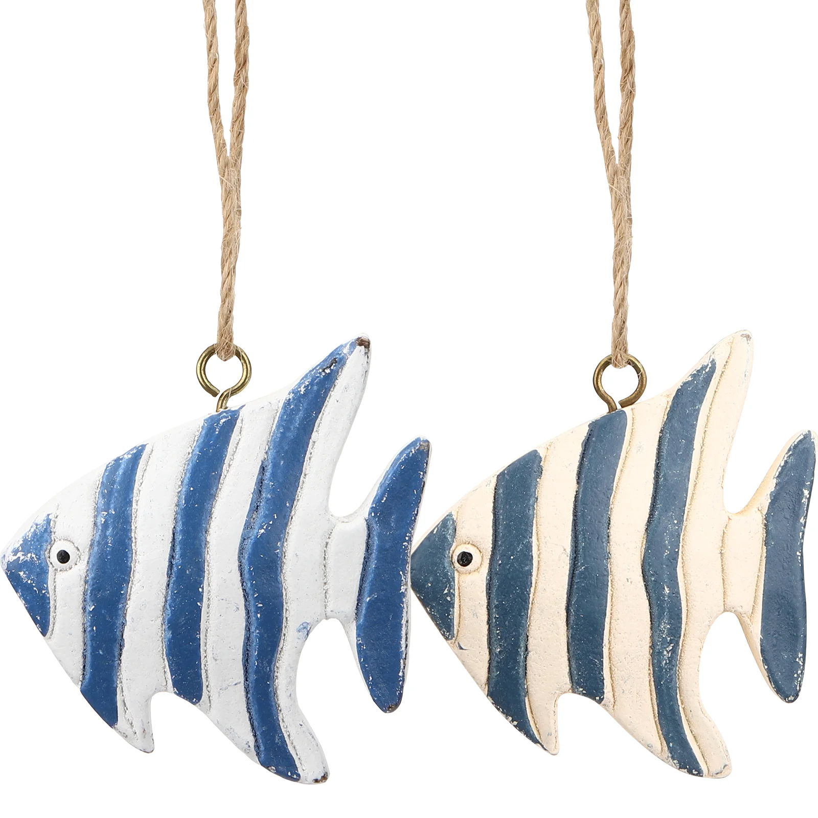 

2 Pcs Striped Fish Skewers Mediterranean Decor Home Nautical Ornaments Decoration Beach Fishing Lake House The Small