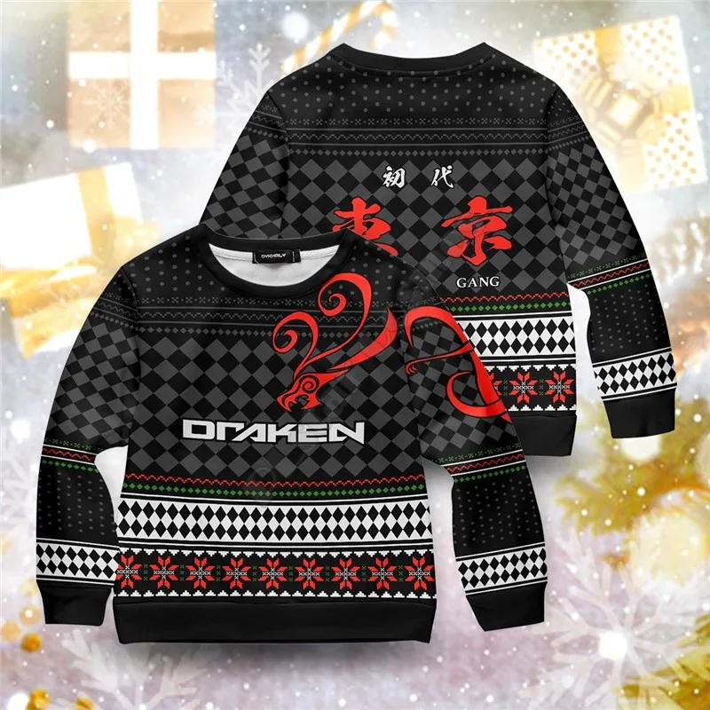 PLstar Cosmos Ryuguji Xmas Christmas 3d print Hoodies Pullover Boy For Girl Long Sleeve Shirts Kids Christmas Sweatshirt