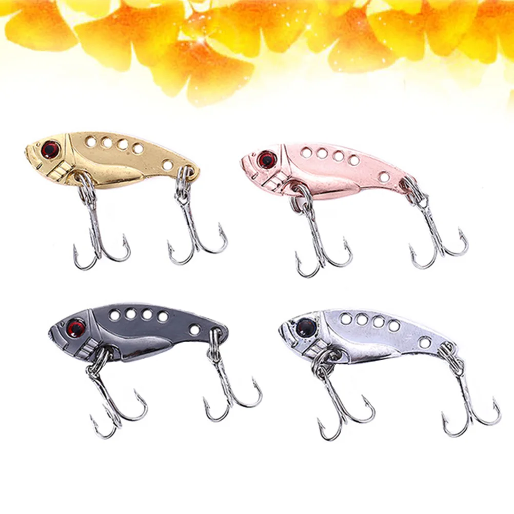 

4PCS Metal Fishing Lure Baits False Hard Plating VIB Outdoor Fishing Gear Tackle Accessories Jig Road Baits