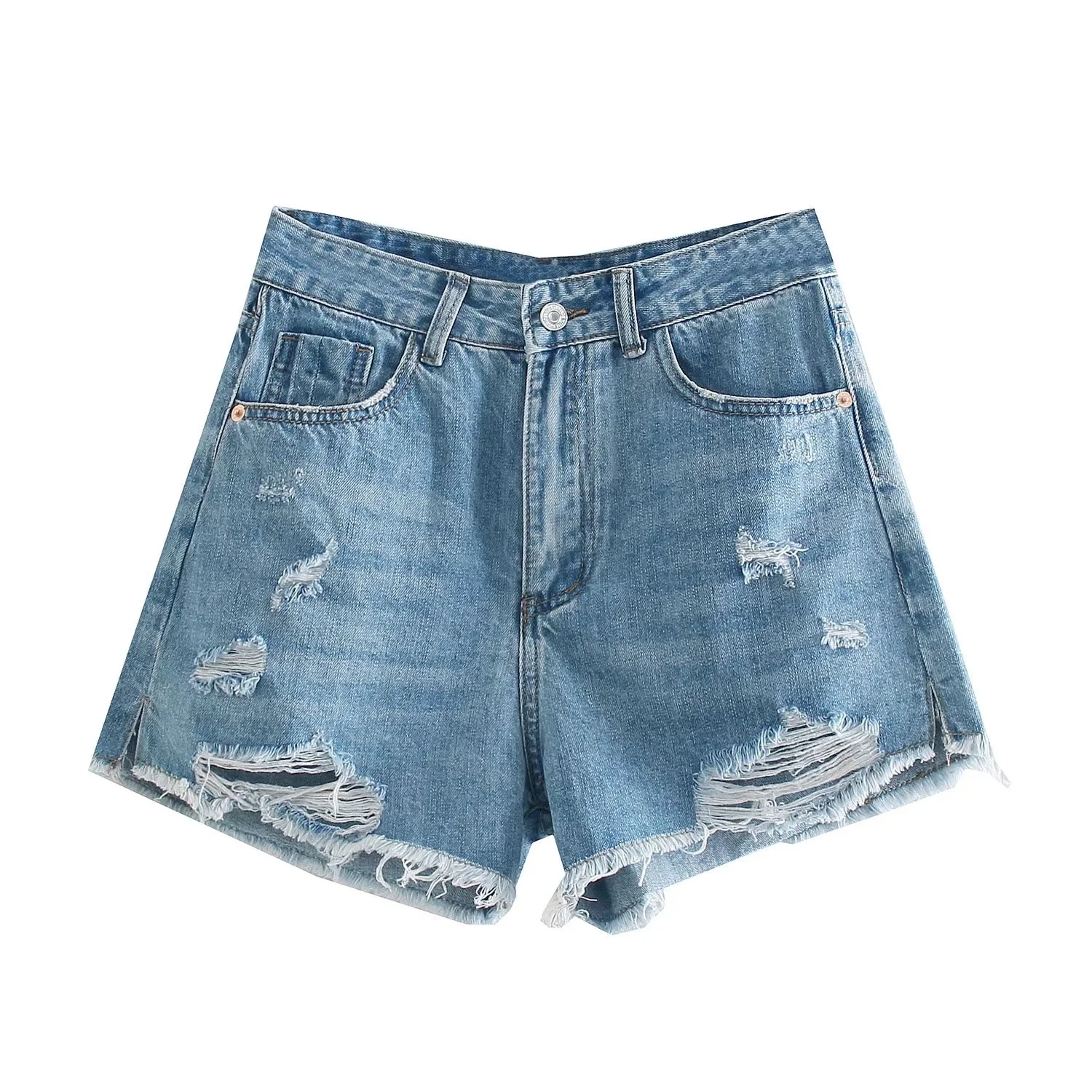 Elmsk Shorts Women England Style Denim Shorts Fashion Bermuda Shorts Ins Fashion Blogger High Street Washed Hole Mom