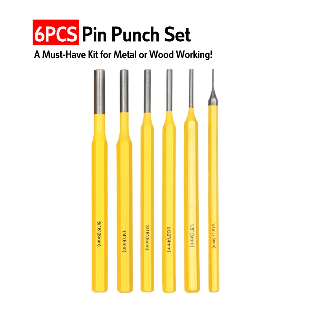 Набор стамесок BRAKEMAN для ударных штифтов 6 шт. 1,5-8 мм. Инструмент для кожи, ювелирных изделий, ремонта часов и столярных работ.