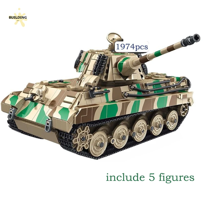 

King Tiger Heavy Tanks Building Blocks Military German Army Weapon WW2 Tank Solider Figures MOC Bricks Set Educational Kids Toys