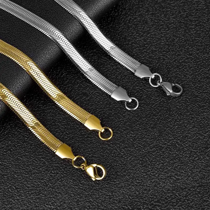 

Stainless Steel Flat Necklace Waterproof Filmy Snake Chain For Men Women Various Length Choker Clavicle Necklace Jewelry Gift