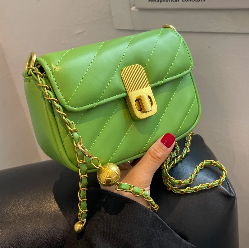 

2022 New Ladies Rhombus Chain Shoulder Bag Fashion Texture Small Square Bag High Quality Retro Tide Net Red Messenger Bag Women