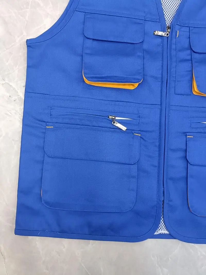 5XL мешковатая Лоскутная безрукавка с несколькими карманами рабочая одежда