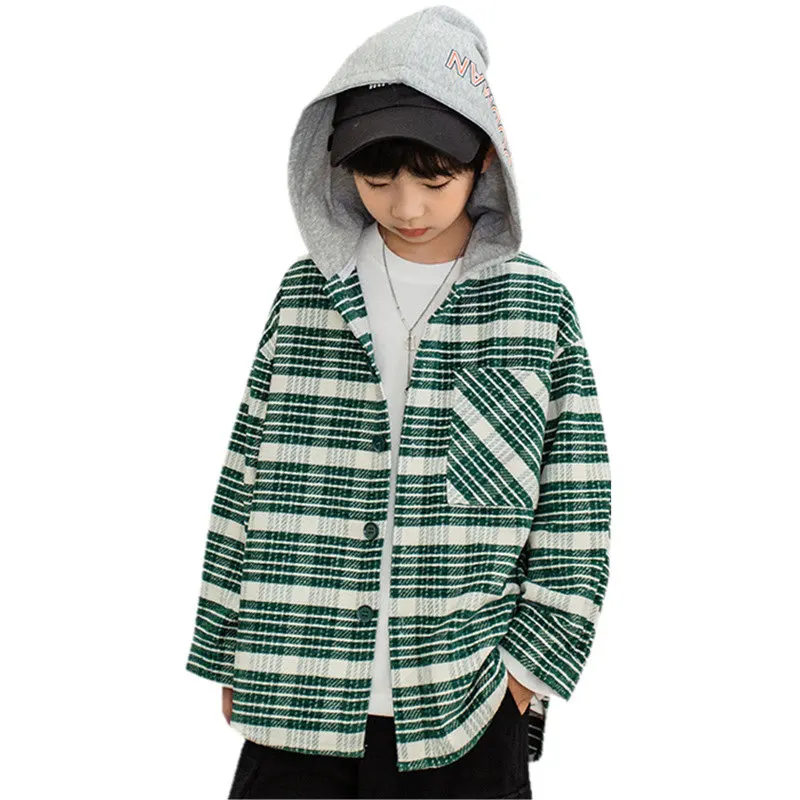 

Осенняя куртка для мальчиков, Корейская верхняя одежда в полоску с капюшоном из хлопка, новая модная детская весенняя куртка, детская одежда