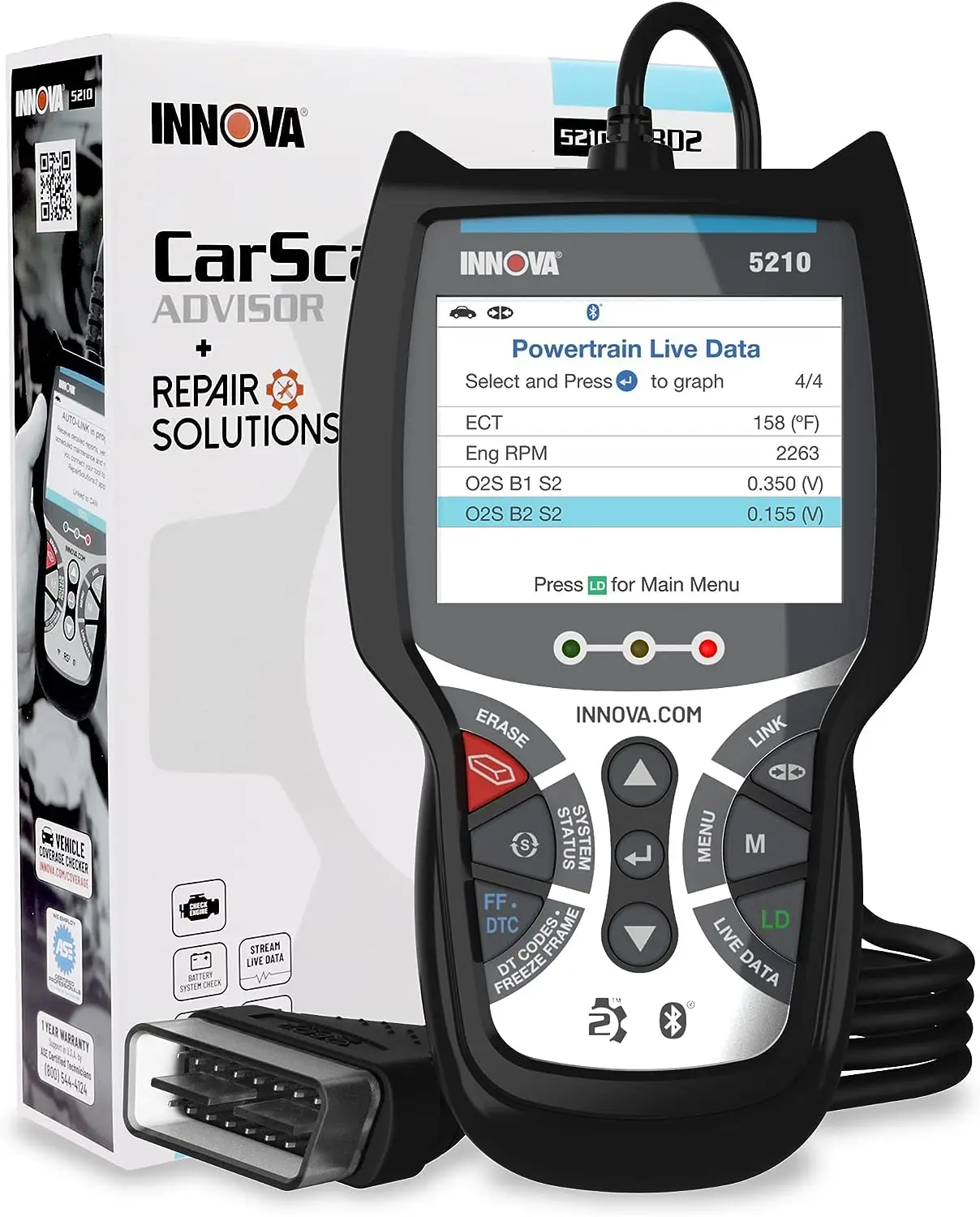 

5210 - OBD2 Scanner Diagnostic - Read/Erase ABS Codes, Live Data, /Charging System Test