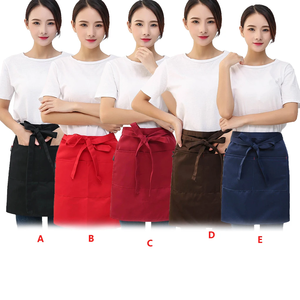 

2 Pieces Short Waist Aprons for Men with Pockets Home Supplies Covering Protection For Grill Restaurant Bar Shop Cafes black