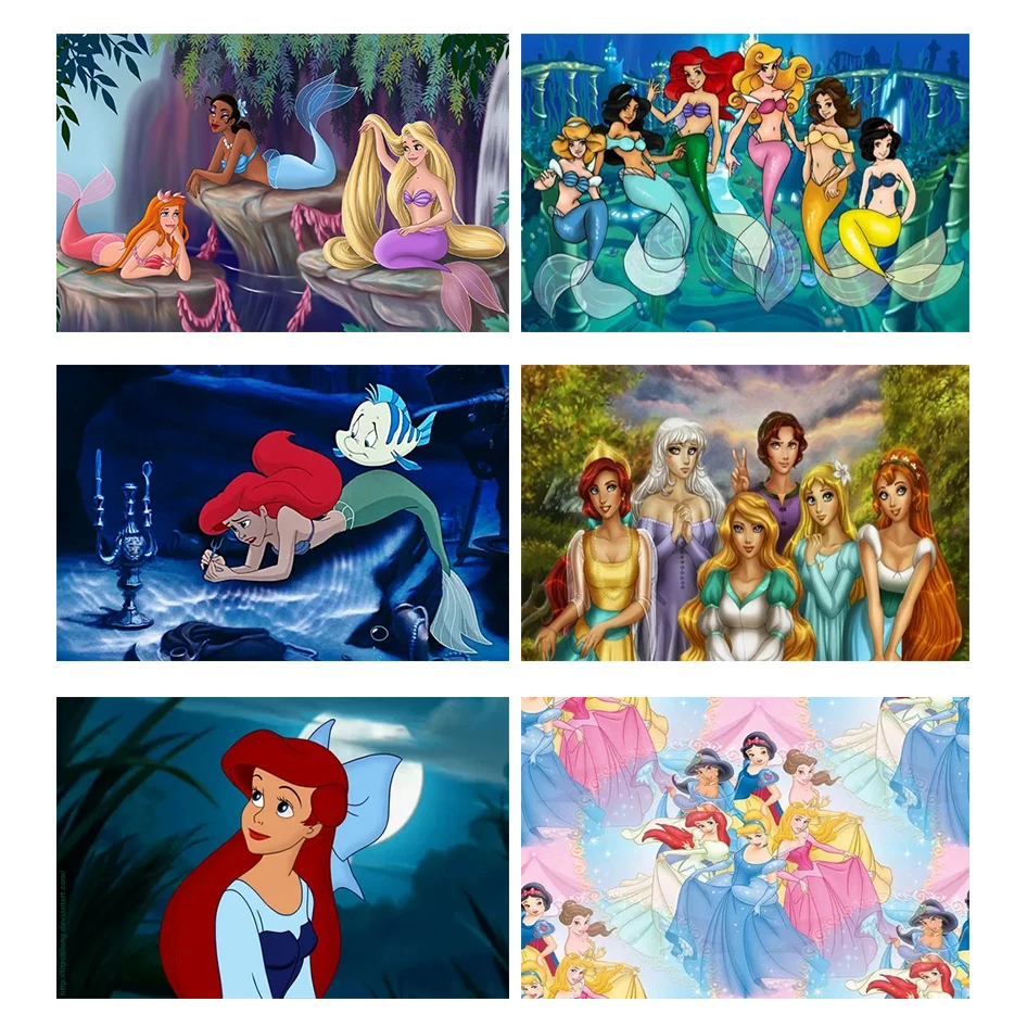

Настенные плакаты Disney, мультяшная принцесса, аниме принты, Красавица и чудовище, картины для декора комнаты для девочек, холщовая картина, ...