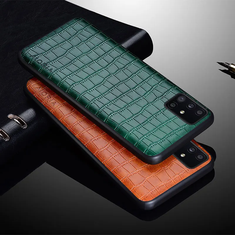 

Luxury Crocodile Leather Case For Samsung Galaxy A51 A71 4G 5G A02S A03S Back Cover For Samsung A02s A03s A51 A71 Premium Case