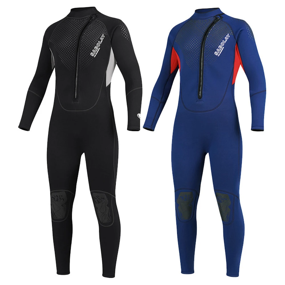 3MM High Quality Neoprene Front Zipper Wetsuit Men's One Piece Long Sleeve Thickened Warm Scuba Diving Snorkeling Surfing Suit