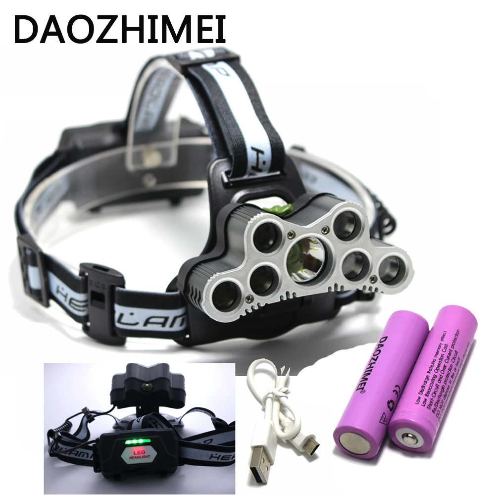 

8000 lumens led headlamp USB headlight white light XM L 5T6 +2Q5head lamp powerful led flashlight head torch lamp Fishing Light