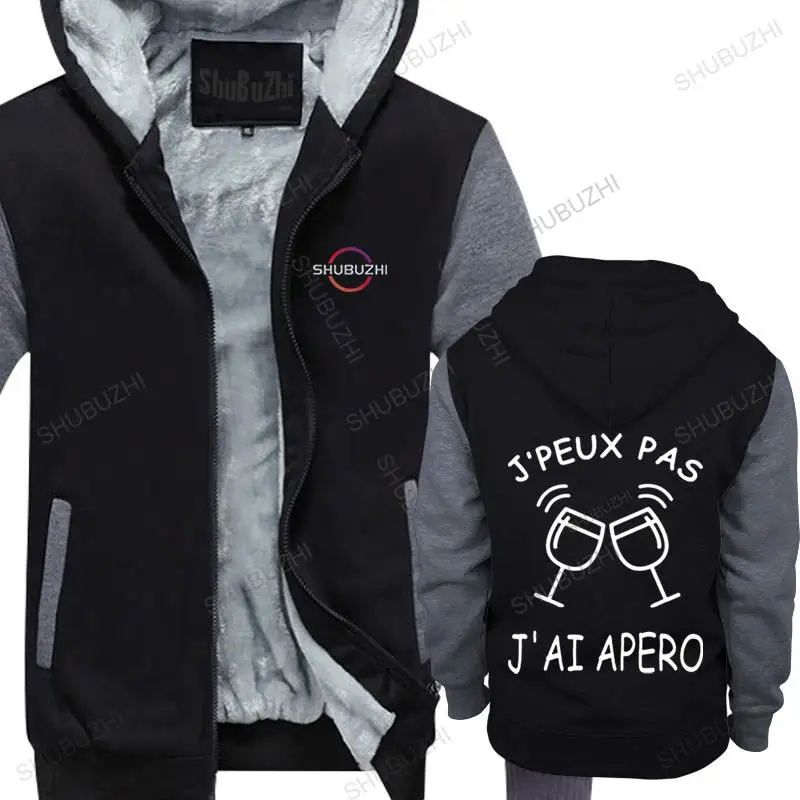 

man vintage hoodies sweatshirt HUMOUR J'PEUX PAS J'AI APERO 2 cotton hooded zipper men winter fashion thick hoodie euro size