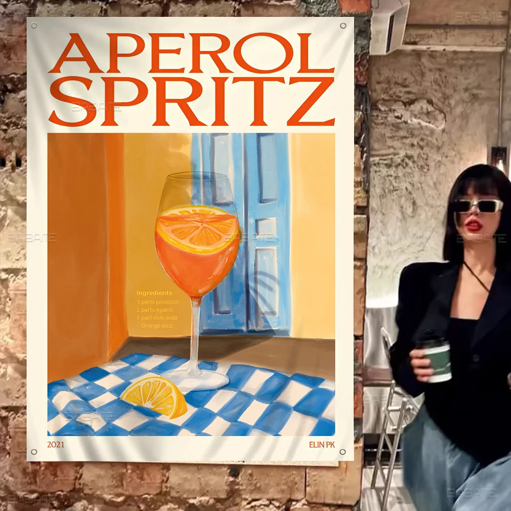 Фруктовый сок с рисунком Мохито Аперол Сприц креативный узор подвесной флаг