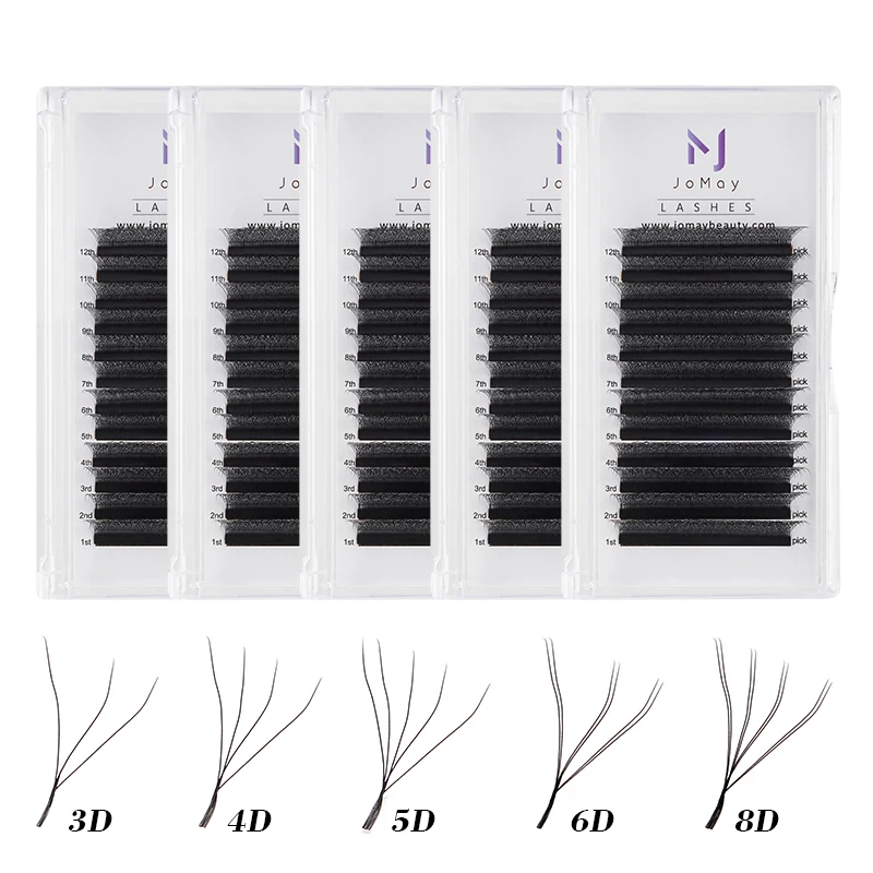

3D 6D 8D W Shaped Lash Premade Volume Fans 0.07 C/D Curl Mixed Lengths Faux Mink Lashes Eyelash Extensions