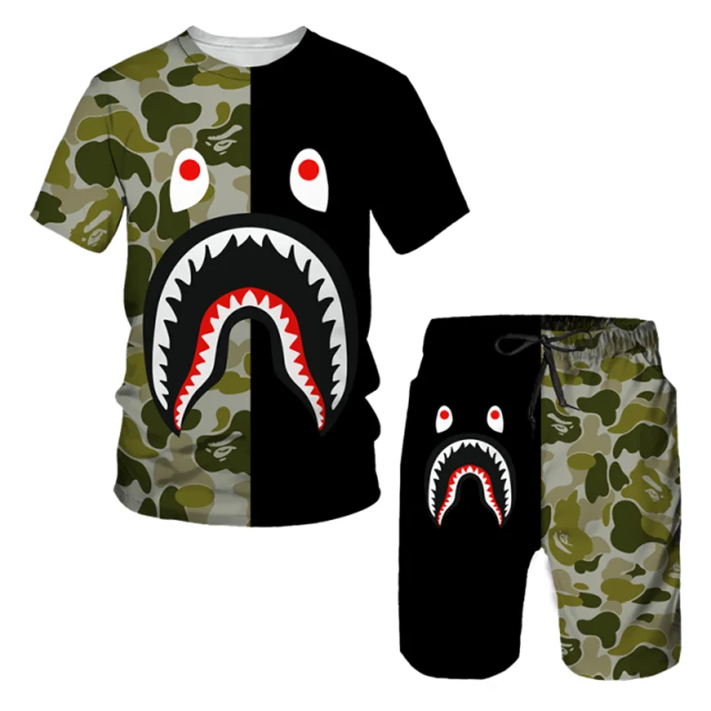 Мужской спортивный костюм одежда хип-хоп футболки шорты комплекты из двух