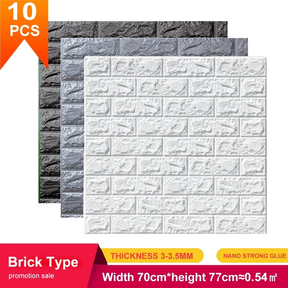 10 Pcs Self Adhesive Panels Wall Stickers Home Decor Wallpaper Living Room Bedroom House Decoration Bathroom Tiles Decorative |