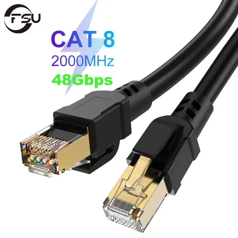 

FSU CAT8 Ethernet Cable 40Gbps 2000MHz CAT 8 RJ45 Network Lan Patch Cord for Router Modem Internet RJ 45 Ethernet Cable Laptops