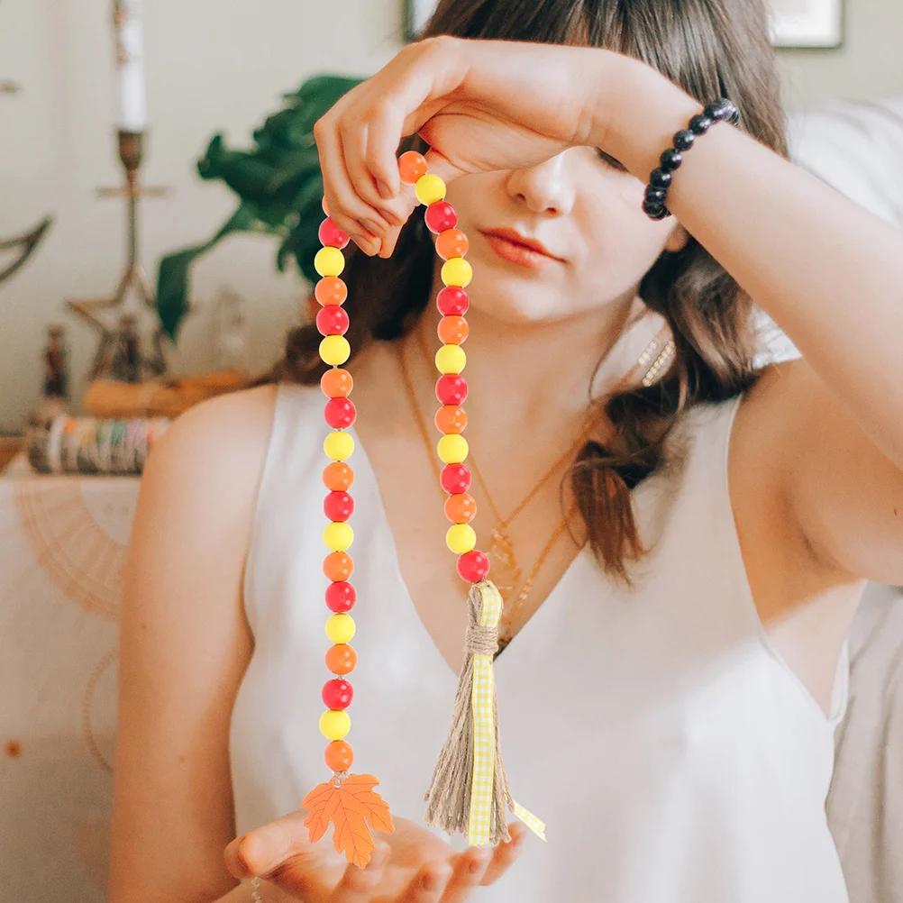 

Гирлянда из деревянных бусин с кленовыми листьями и тыквой, деревенские бусины раннего возраста, 2 шт.