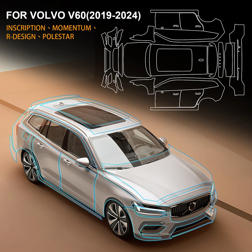 Для Volvo V60 надпись R дизайн 2019-2022 2023 2024 Защитная пленка для красок предварительно